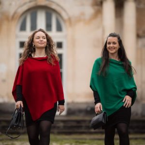 Poncho en laine mérinos - Blandine